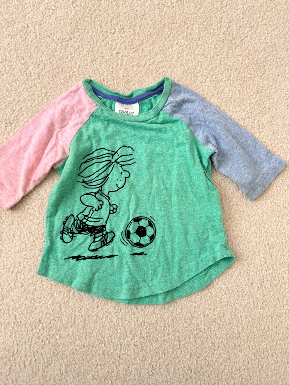 Hanna Andersson Raglan Soccer Tee - Green, Pink & Light Blue